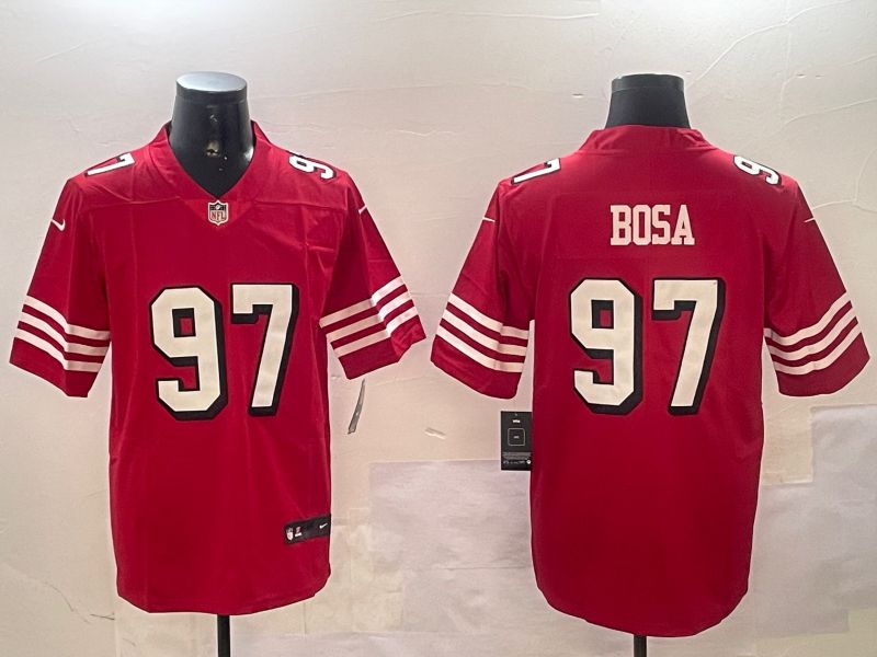 Men San Francisco 49ers 97 Bosa Red Throwback Second generation 2024 Nike Limited NFL Jersey style 1